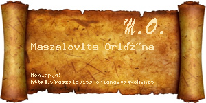 Maszalovits Oriána névjegykártya